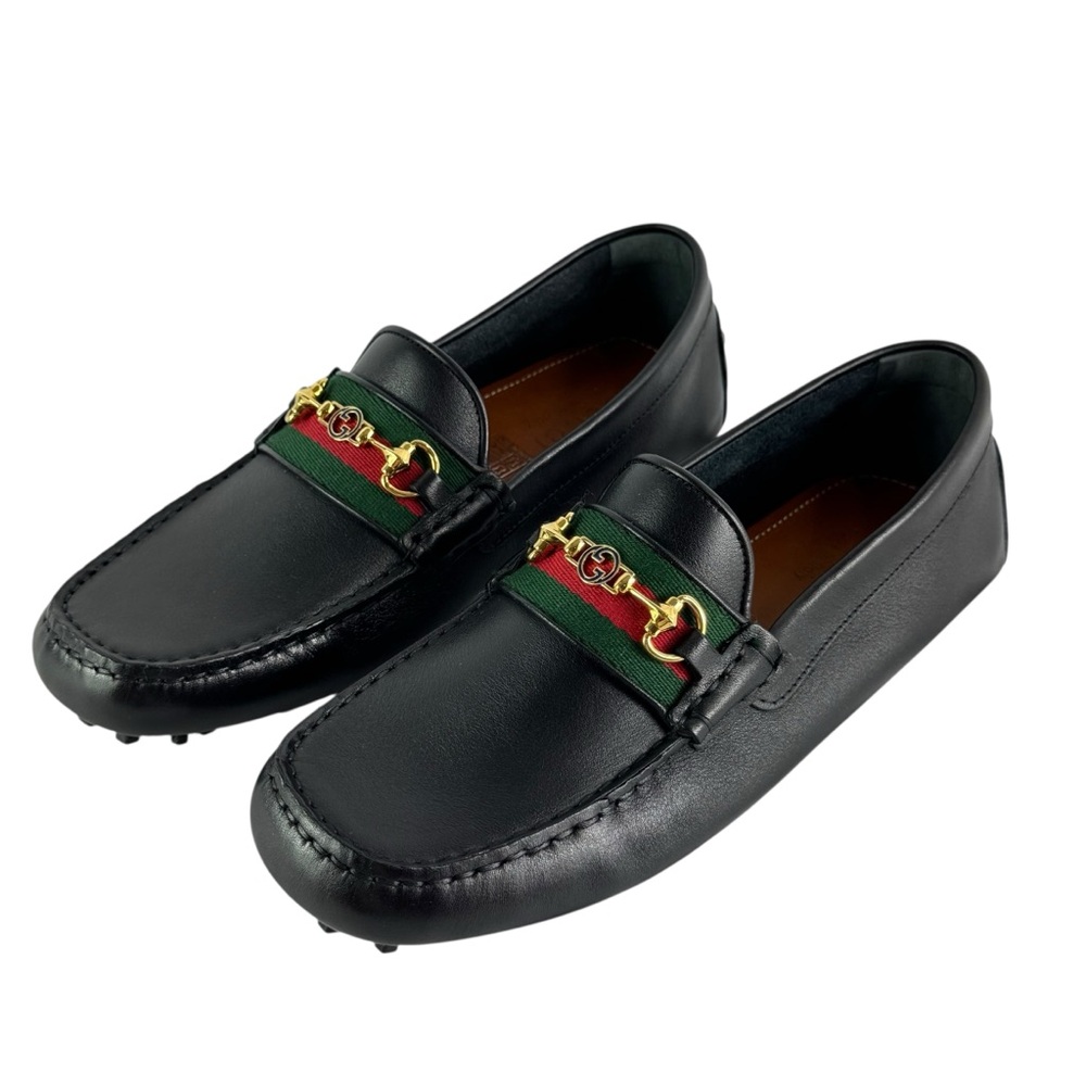 GUCCI 624698 Black Leather Horsebit Men's Moccasin Loafers 6 - 6.5US - Picture 4 of 11